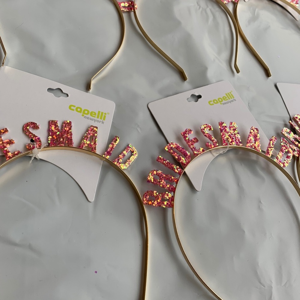 Bridesmaids sparkly headbands!